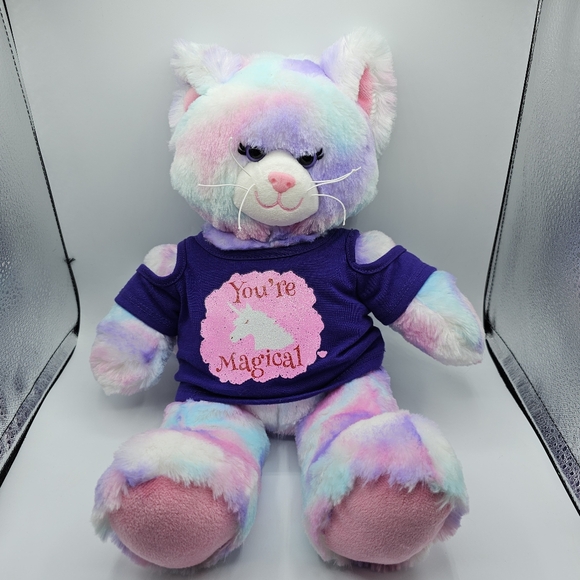 Build A Bear Plush Pastel Swirl Tie Dye Kitty Cat Pink Purple 16" with shirt - Picture 1 of 6